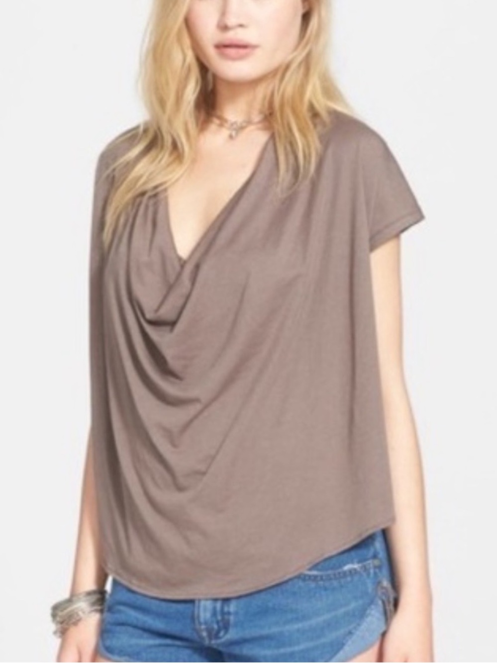 Free People "We The Free" Fantasy Jersey Cowl Tee